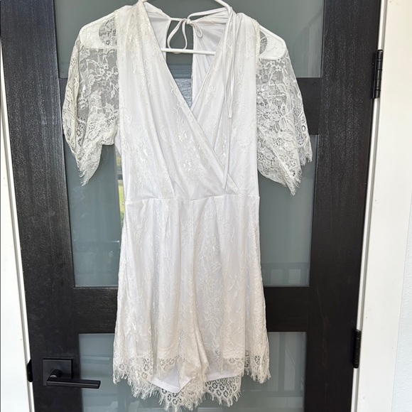 Charlotte Russe Pants - Elegant White Lace Romper